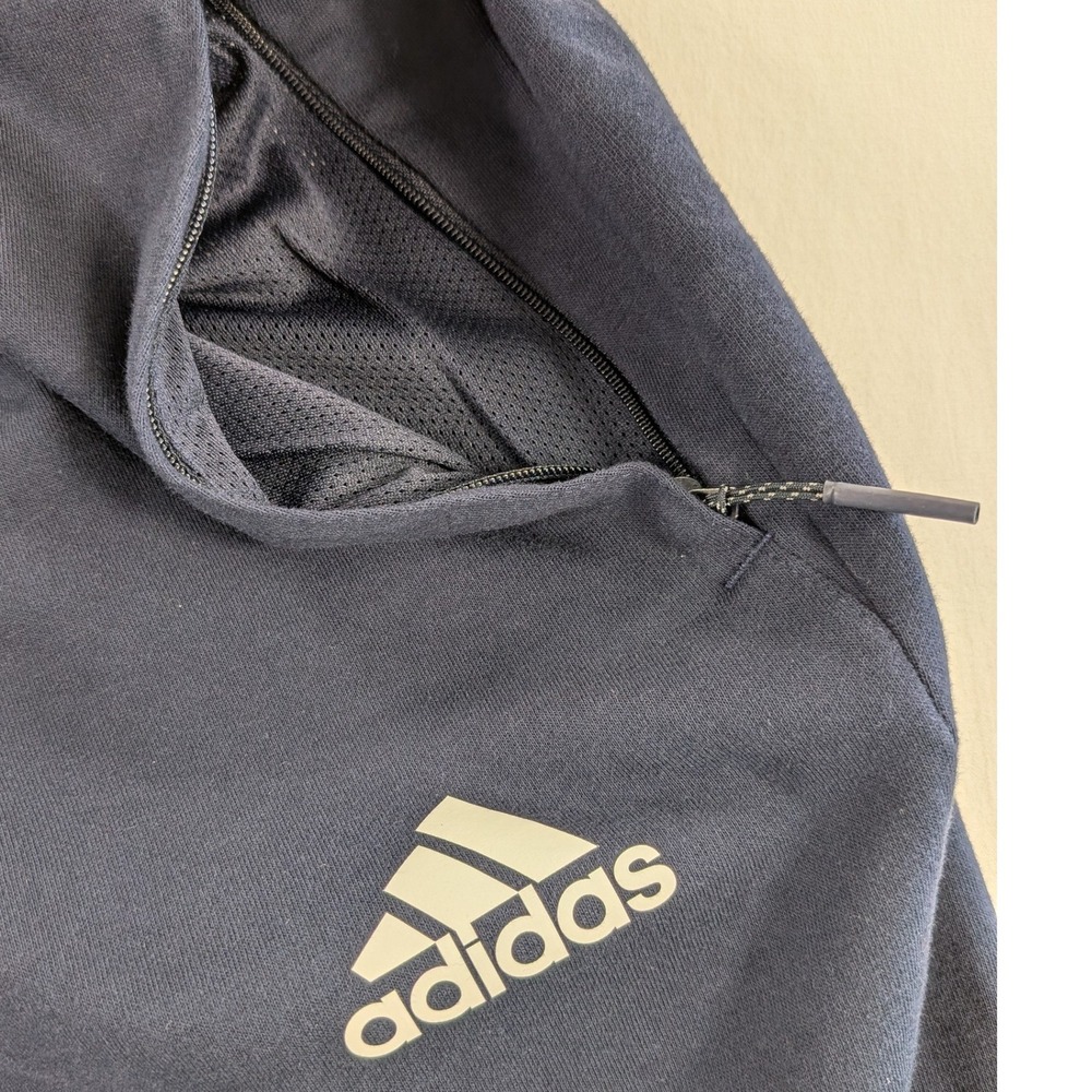 Adidas Shorts Mens XL Navy Blue Cotton Athleisure Athletic Shorts Zipper Pockets - Picture 6 of 12